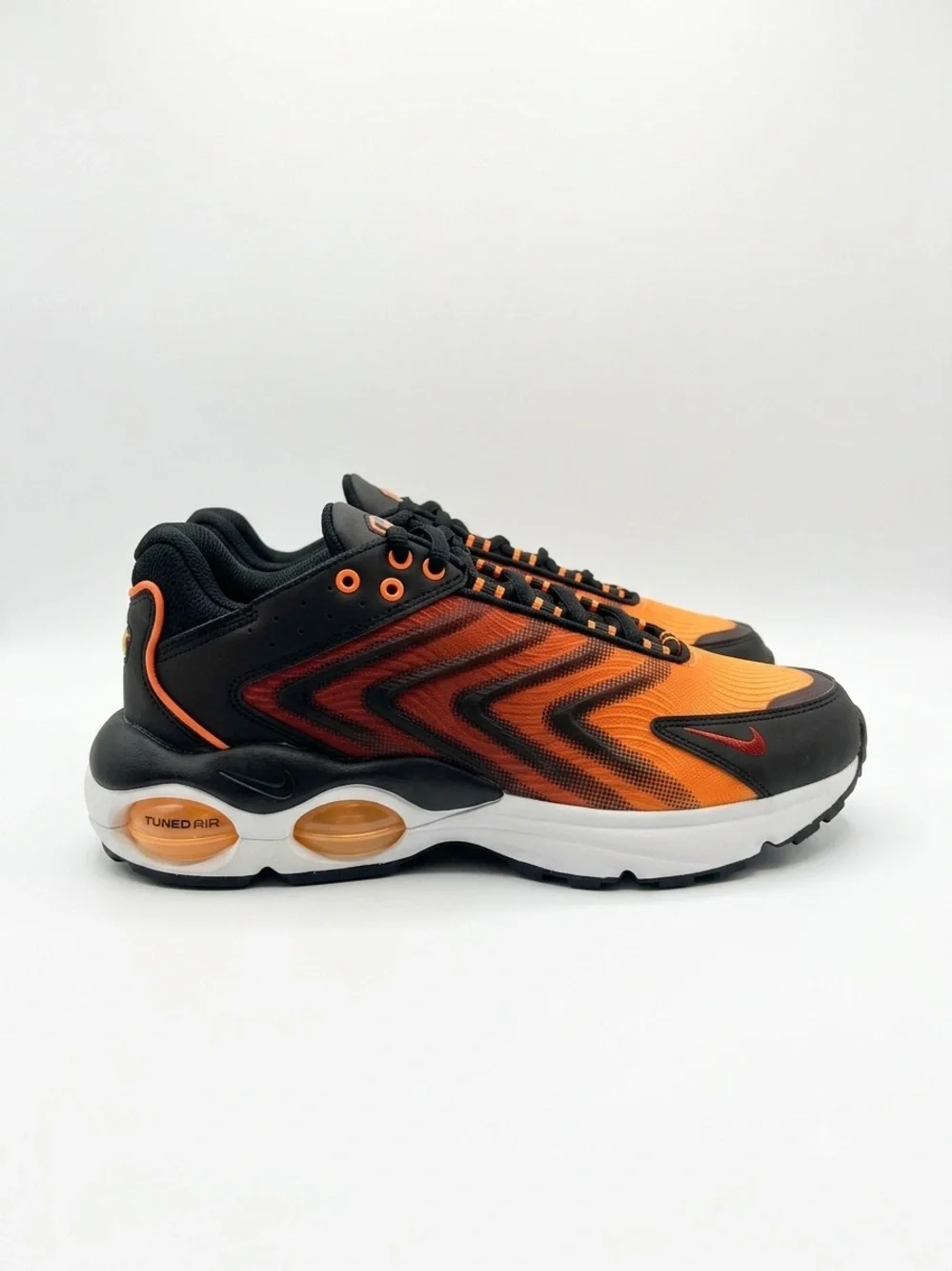 Nike Orange and Black Men's Athletic Sneakers with Visible Air